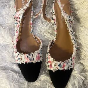 Elegant Women's Tweed and Black Heels